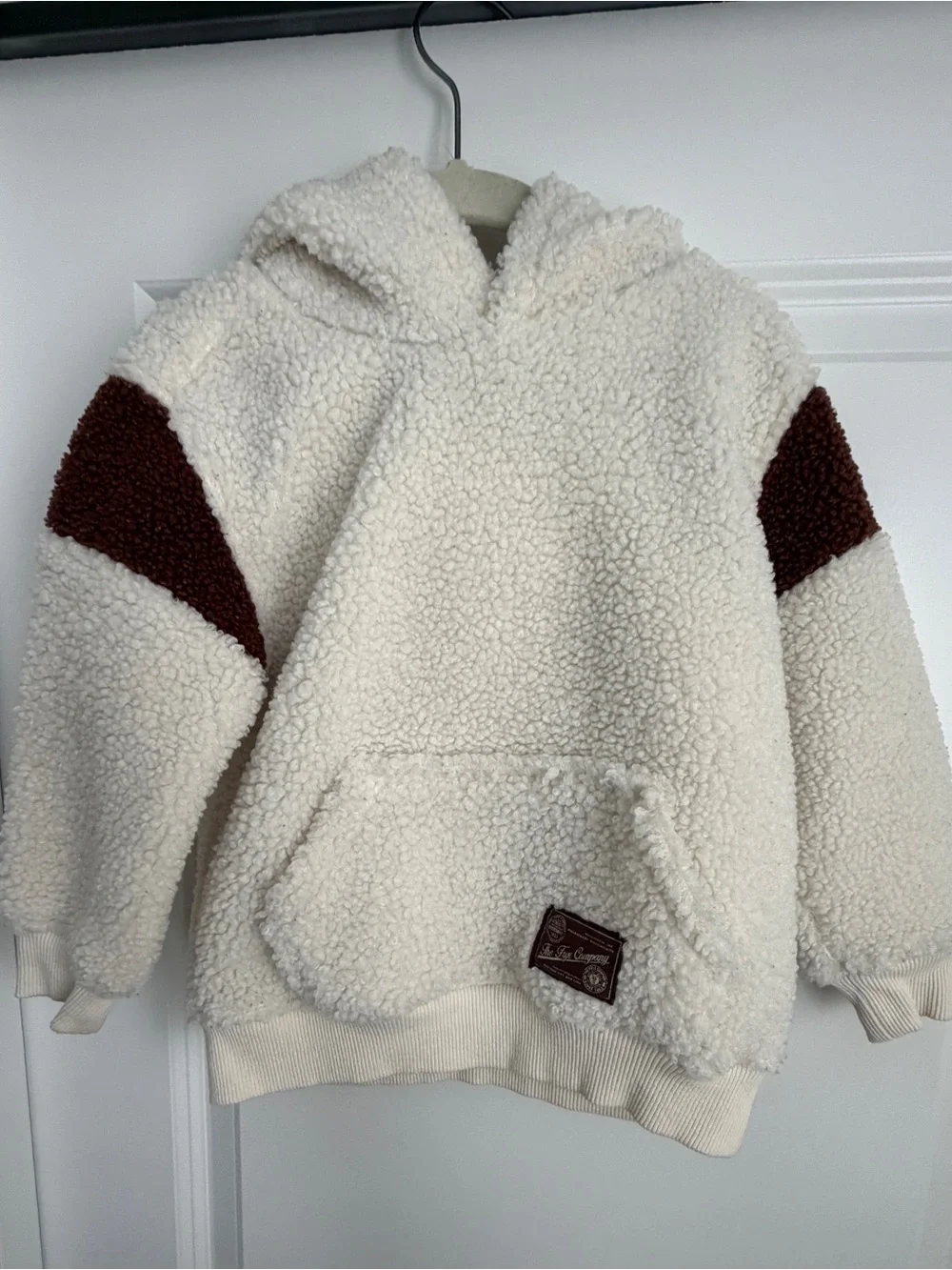 Frye Kids Colorblock Sherpa Fleece Pullover Hoodie Ivory Brown 3T